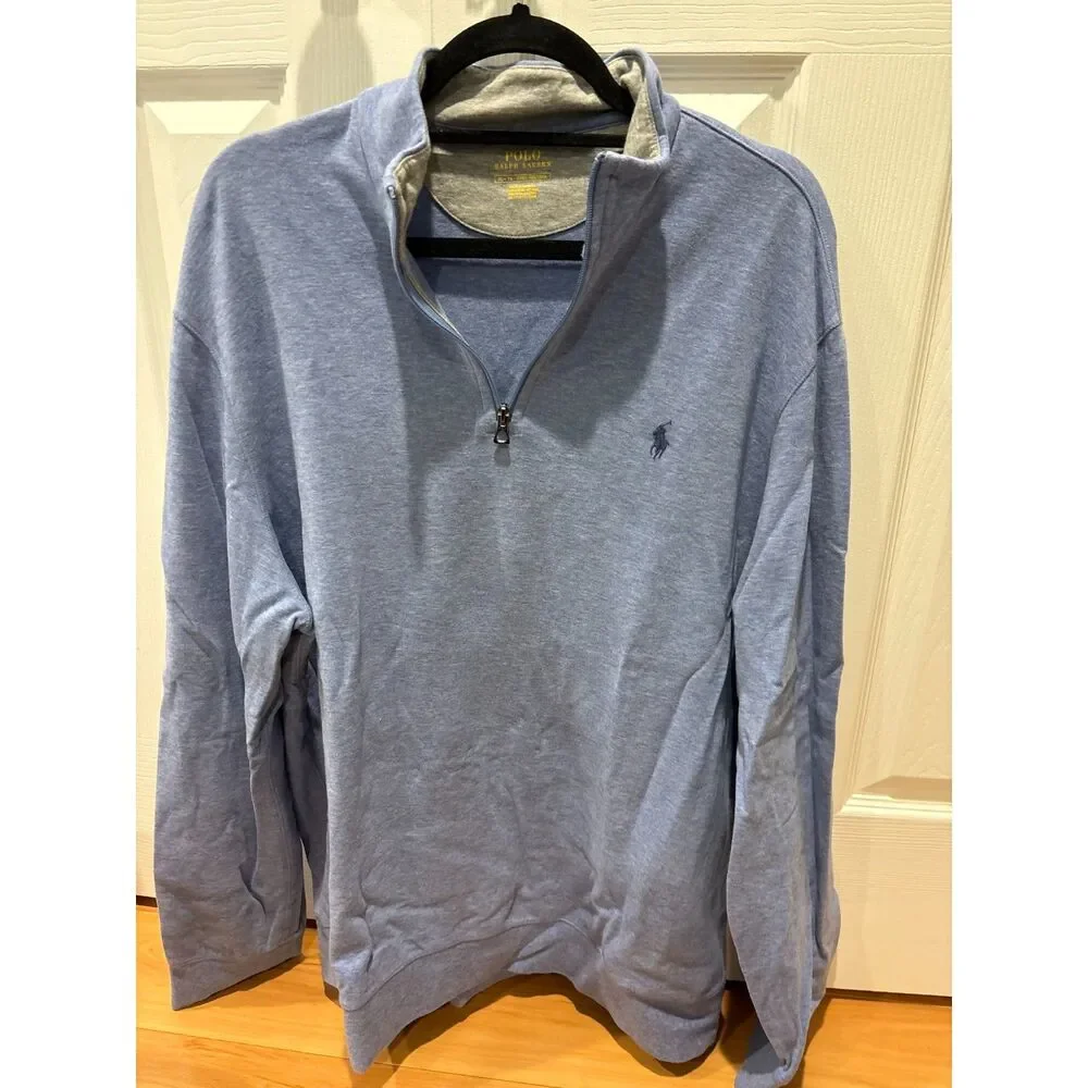 Polo Ralph Lauren Long Sleeve Quarter Zip Sweatshirt Blue Large